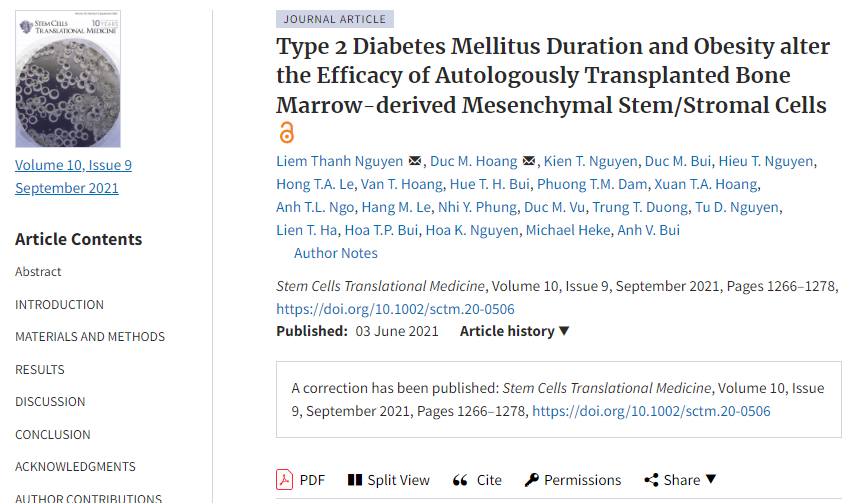 2型糖尿病持續時間和肥胖改變自體移植骨髓間充質干細胞的功效 