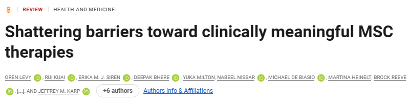 打破障礙,實現具有臨床意義的 MSC 療法 打破障礙,實現具有臨床意義的 MSC 療法