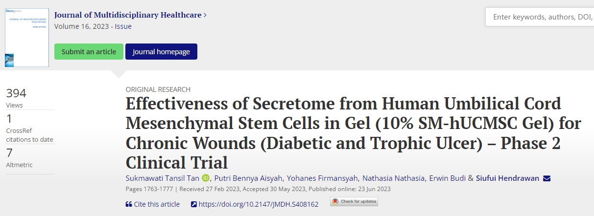 人臍帶間充質干細胞分泌組凝膠(10% SM-hUCMSC凝膠)治療慢性傷口(糖尿病和營養性潰瘍)的有效性- 2期臨床試驗 人臍帶間充質干細胞分泌組凝膠(10% SM-hUCMSC凝膠)治療慢性傷口(糖尿病和營養性潰瘍)的有效性- 2期臨床試驗