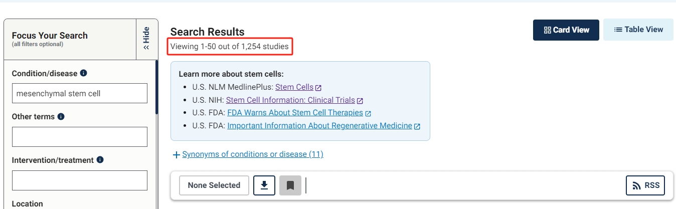 全球已有1254項(xiàng)臨床試驗(yàn)使用MSC療法 全球已有1254項(xiàng)臨床試驗(yàn)使用MSC療法
