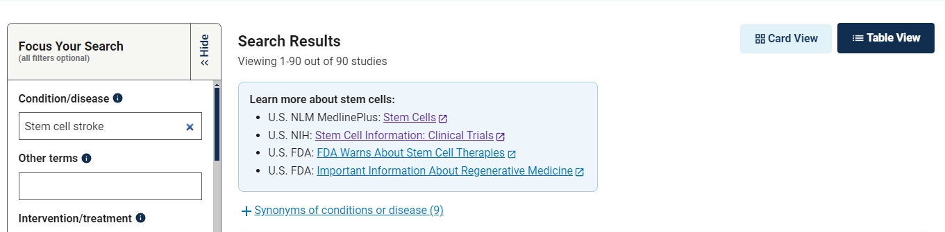 干細(xì)胞治療急性缺血性中風(fēng)的臨床試驗(yàn)達(dá)90項(xiàng)。 干細(xì)胞治療急性缺血性中風(fēng)的臨床試驗(yàn)達(dá)90項(xiàng)。