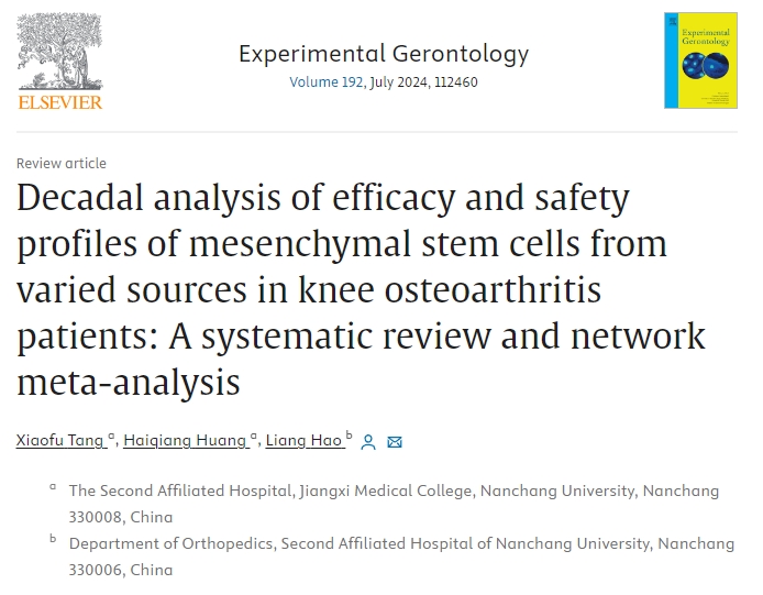 不同來源間充質干細胞治療骨關節炎的療效和安全性綜述 不同來源間充質干細胞治療骨關節炎的療效和安全性綜述