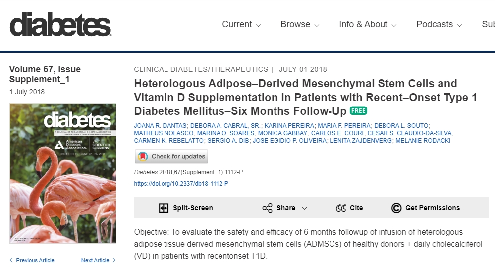 異源脂肪間充質干細胞和維生素 D 補充劑對新發 1 型糖尿病患者的影響——6 個月隨訪