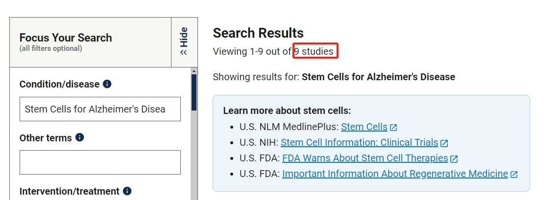 關干細胞治療老年癡呆的臨床研究項目有9項。其中已完成的有0項。