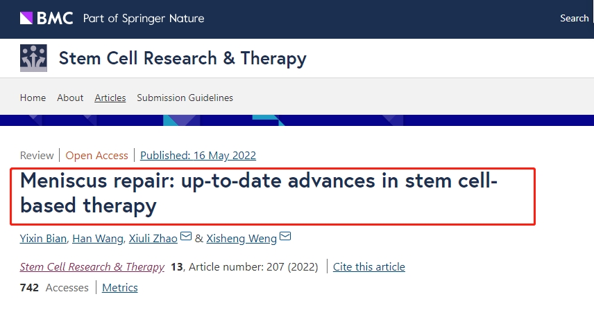 半月板修復:干細胞治療的最新進展 半月板修復:干細胞治療的最新進展