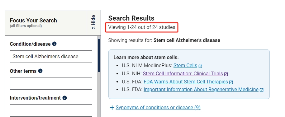 干細胞治療阿爾茨海默病的臨床研究項目有24項。 干細胞治療阿爾茨海默病的臨床研究項目有24項。