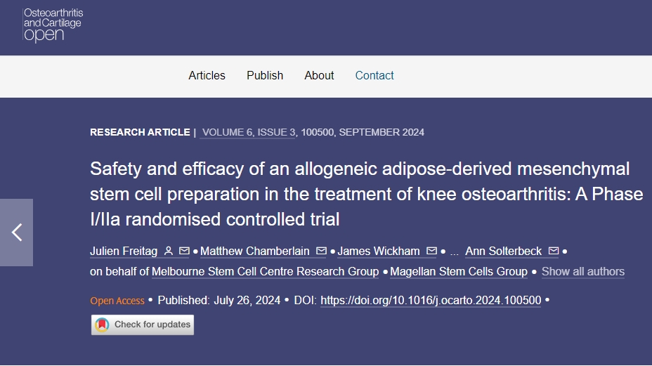 同種異體脂肪間充質干細胞制劑治療膝關節骨關節炎的安全性和有效性：I/IIa 期隨機對照試驗

