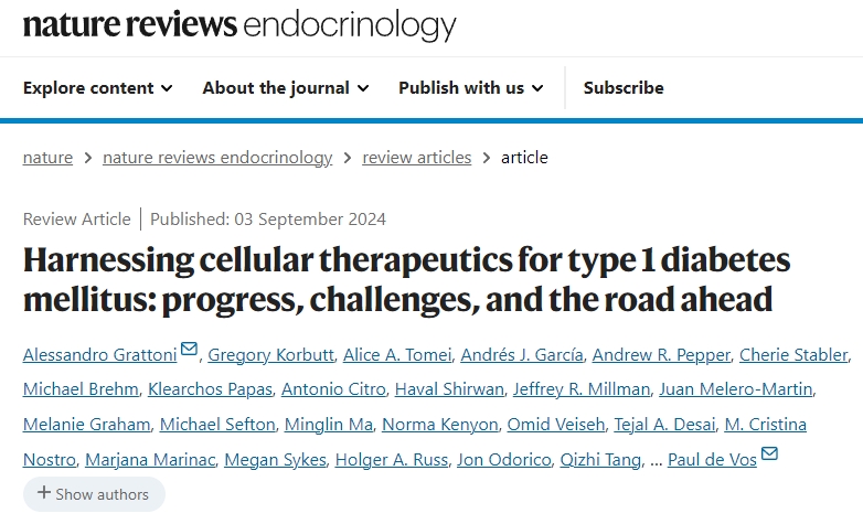 利用細(xì)胞療法治療 1 型糖尿病：進(jìn)展、挑戰(zhàn)和未來(lái)之路