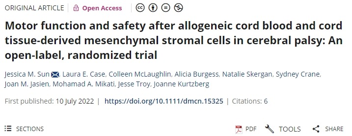 間充質(zhì)干細(xì)胞治療腦癱后的運動功能和安全性：一項開放標(biāo)簽、隨機試驗