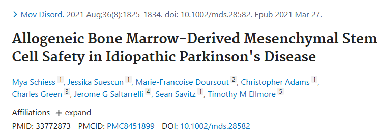 《同種異體骨髓間充質干細胞在特發(fā)性帕金森病中的安全性》