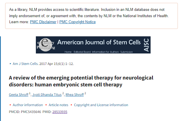 對神經系統疾病新興潛在療法的綜述：人類胚胎干細胞療法