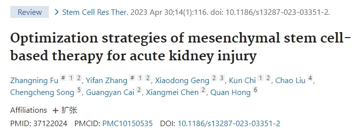 間充質干細胞治療急性腎損傷的優化策略 間充質干細胞治療急性腎損傷的優化策略