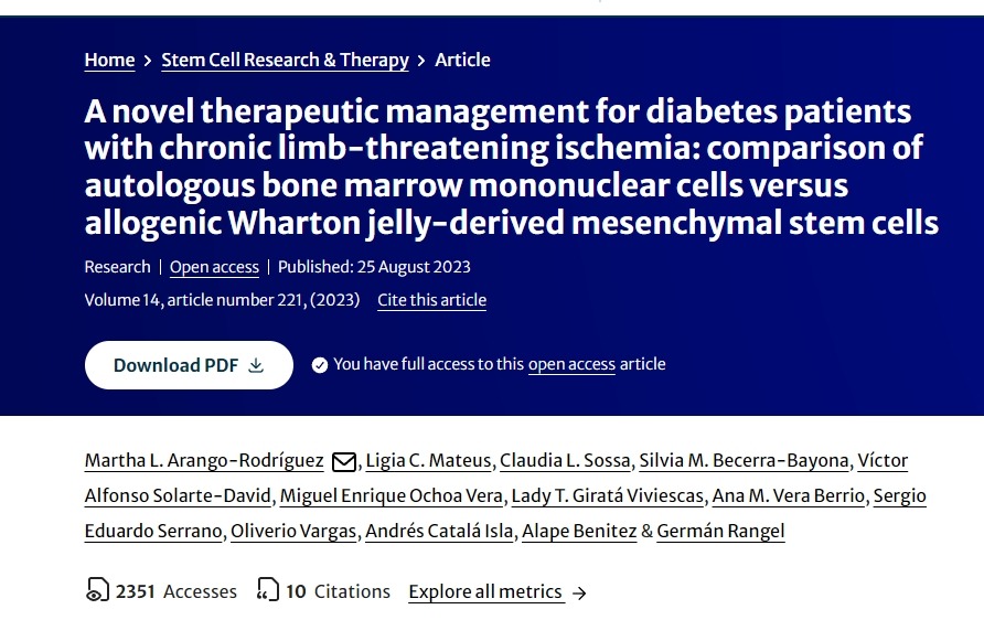 糖尿病患者慢性肢體缺血的新型治療方法:自體骨髓單核細胞與同種異體華通膠衍生間充質干細胞的比較 糖尿病患者慢性肢體缺血的新型治療方法:自體骨髓單核細胞與同種異體華通膠衍生間充質干細胞的比較