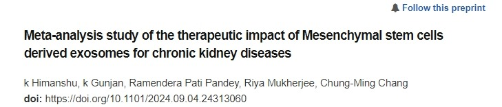 間充質干細胞來源的外泌體對慢性腎臟病治療效果的薈萃分析研究 間充質干細胞來源的外泌體對慢性腎臟病治療效果的薈萃分析研究