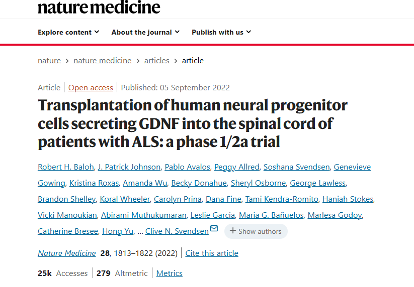 將分泌GDNF的人類神經(jīng)祖細(xì)胞移植到ALS患者的脊髓中:一項(xiàng)1/2a期臨床試驗(yàn) 將分泌GDNF的人類神經(jīng)祖細(xì)胞移植到ALS患者的脊髓中:一項(xiàng)1/2a期臨床試驗(yàn)