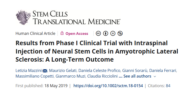 肌萎縮側索硬化癥脊髓內注射神經干細胞 I 期臨床試驗結果:長期結果 肌萎縮側索硬化癥脊髓內注射神經干細胞 I 期臨床試驗結果:長期結果