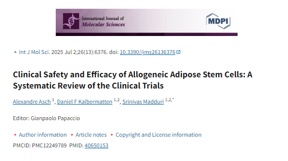 同種異體脂肪干細胞的臨床安全性和有效性：臨床試驗的系統(tǒng)評價