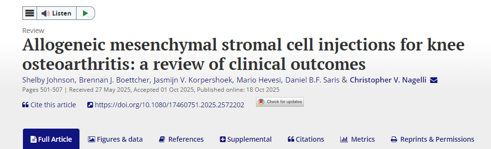 異體間充質干細胞注射治療膝骨關節炎：臨床療效綜述