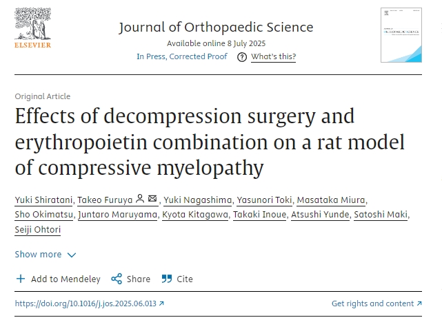 減壓手術(shù)聯(lián)合促紅細(xì)胞生成素對(duì)大鼠脊髓壓迫模型的影響