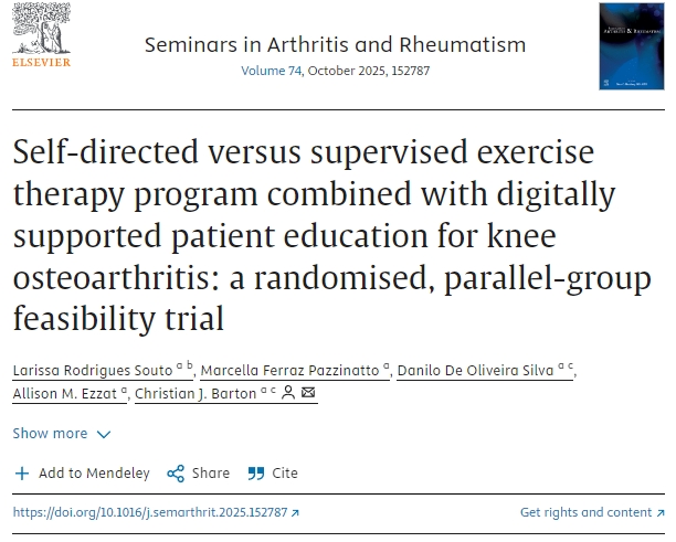 自我指導(dǎo)與監(jiān)督運(yùn)動(dòng)療法計(jì)劃結(jié)合數(shù)字化支持患者教育治療膝關(guān)節(jié)骨性關(guān)節(jié)炎：一項(xiàng)隨機(jī)、平行組可行性試驗(yàn)