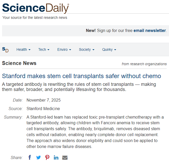 斯坦福大學使干細胞移植無需化療更加安全 斯坦福大學使干細胞移植無需化療更加安全