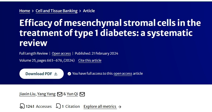 間充質干細胞治療1型糖尿病的療效：系統評價