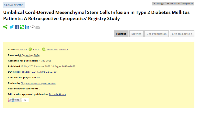 臍帶間充質(zhì)干細(xì)胞輸注治療2型糖尿病患者:一項回顧性細(xì)胞療法注冊研究 臍帶間充質(zhì)干細(xì)胞輸注治療2型糖尿病患者:一項回顧性細(xì)胞療法注冊研究