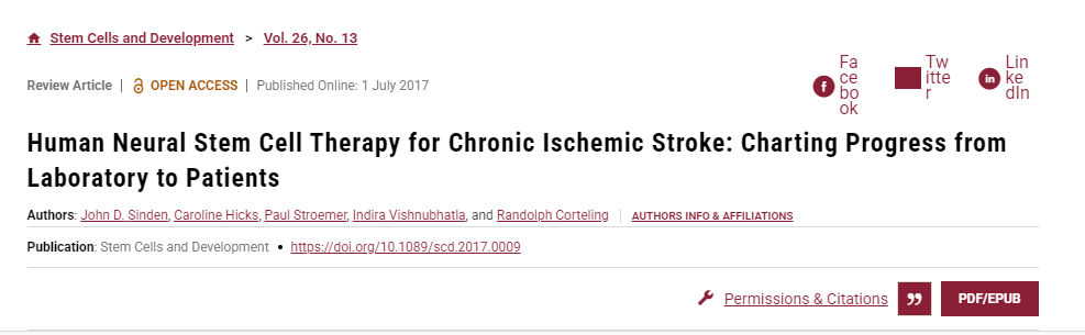人類神經(jīng)干細胞療法治療慢性缺血性中風：從實驗室到患者的進展