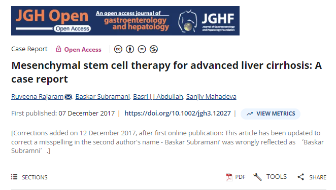 間充質干細胞治療晚期肝硬化:病例報告 間充質干細胞治療晚期肝硬化:病例報告