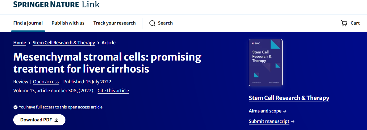 間充質干細胞:治療肝硬化的一種有前景的方法 間充質干細胞:治療肝硬化的一種有前景的方法