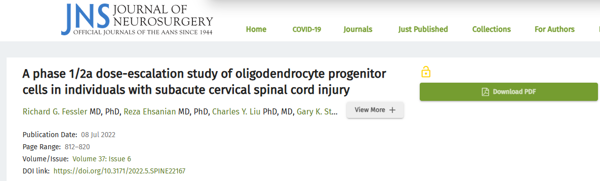 一項針對亞急性頸髓損傷患者的少突膠質細胞祖細胞的1/2a期劑量遞增研究